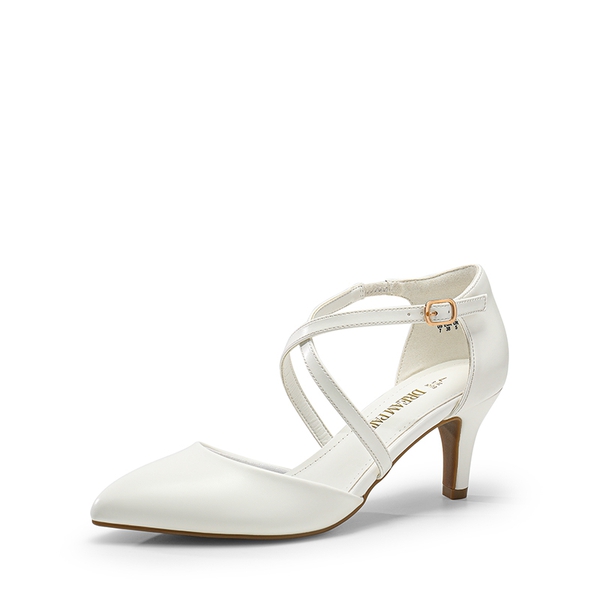 Pointed Toe Kitten Heel Dress Pumps - WHITE-PU -  0