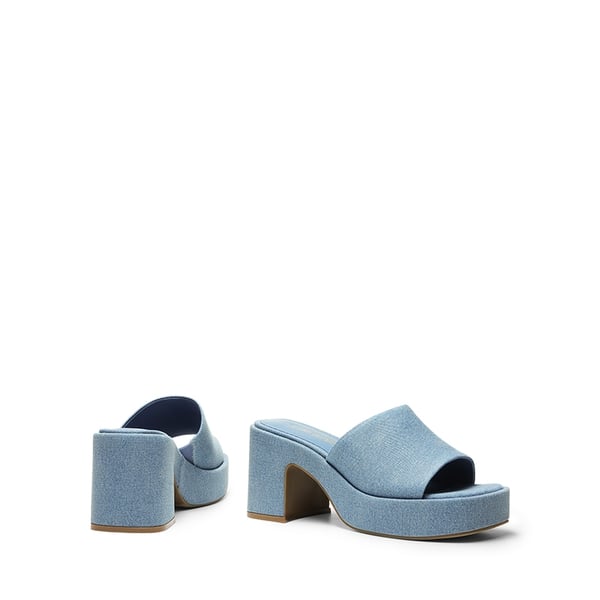 Slip On Chunky Platform Slide Sandals - DENIM BLUE - 3