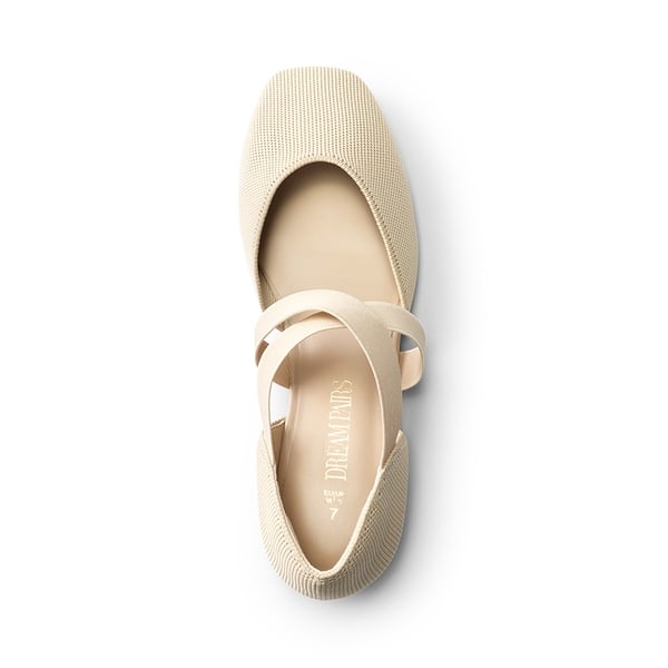 Sustainable Criss Cross Knit Ballet Flats - APRICOT-ECO - 2