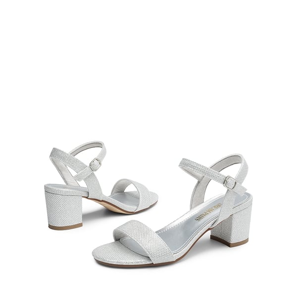 One Strap Open-Toe Chunky Sandals - SILVER-GLITTER - 4