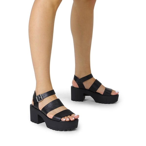 Platform Chunky Fisherman Sandals - BLACK - 1