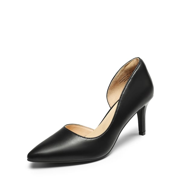 Pointed Toe Stiletto D'Orsay Pumps - BLACK-PU -  0