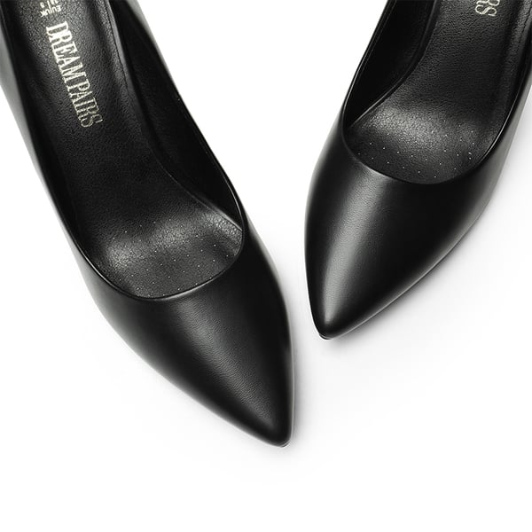 Pointed Closed-Toe Block Heel Pumps - BLACK - 4
