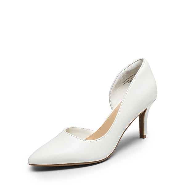 Pointed Toe Stiletto D'Orsay Pumps - WHITE-PU -  0