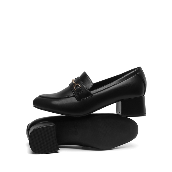 Horse Bit Detail Chunky Loafers - BLACK - 3