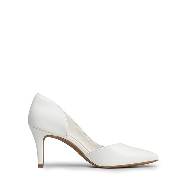 Pointed Toe Stiletto D'Orsay Pumps - WHITE-PU - 1