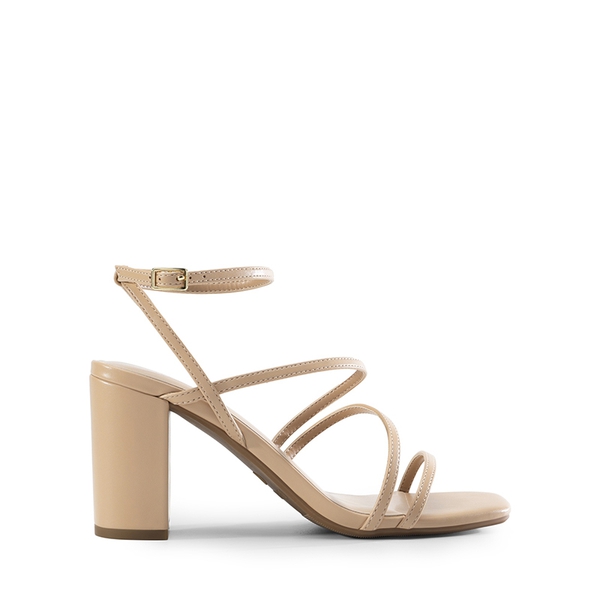 Strappy Chunky Heel Sandals - NUDE - 1