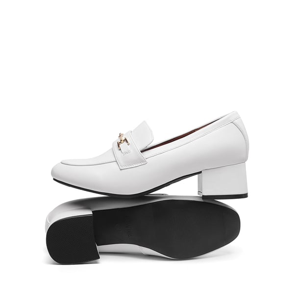Horse Bit Detail Chunky Loafers - WHITE - 3