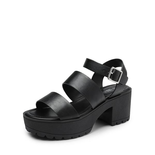Platform Chunky Fisherman Sandals - BLACK -  0