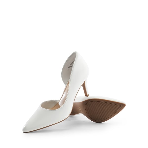 Pointed Toe Stiletto D'Orsay Pumps - WHITE-PU - 4