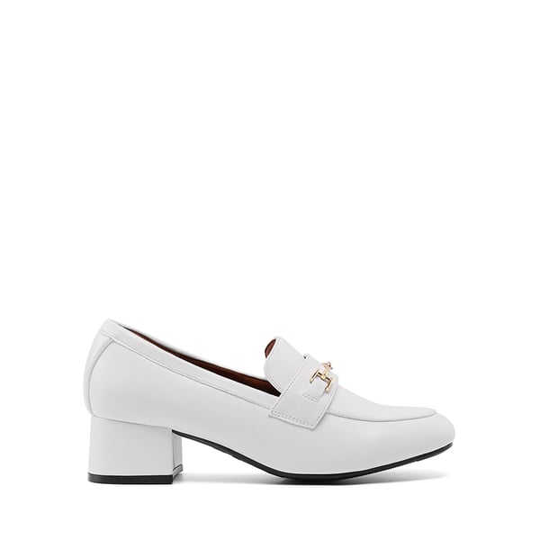 Horse Bit Detail Chunky Loafers - WHITE - 1