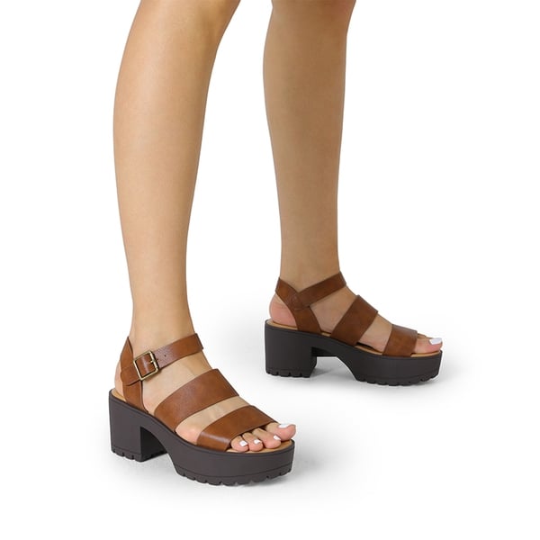 Platform Chunky Fisherman Sandals - BROWN - 1