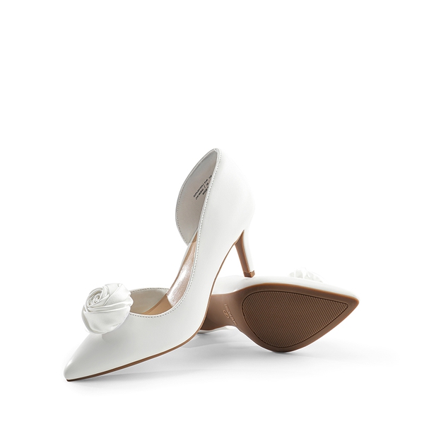 Pointed Toe Stiletto D'Orsay Pumps - WHITE-FLORAL - 4