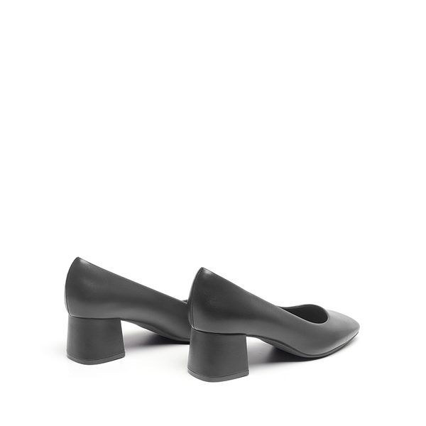 Square Toe Low Chunky Pumps  - BLACK - 3