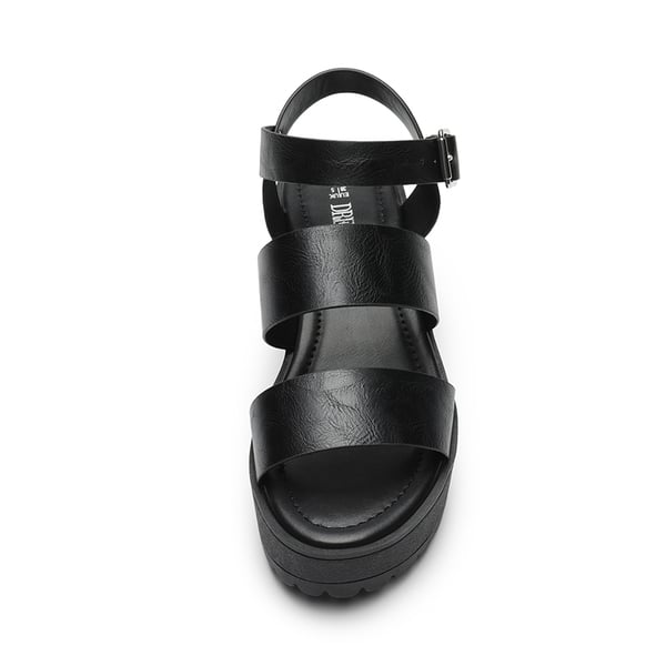 Platform Chunky Fisherman Sandals - BLACK - 5