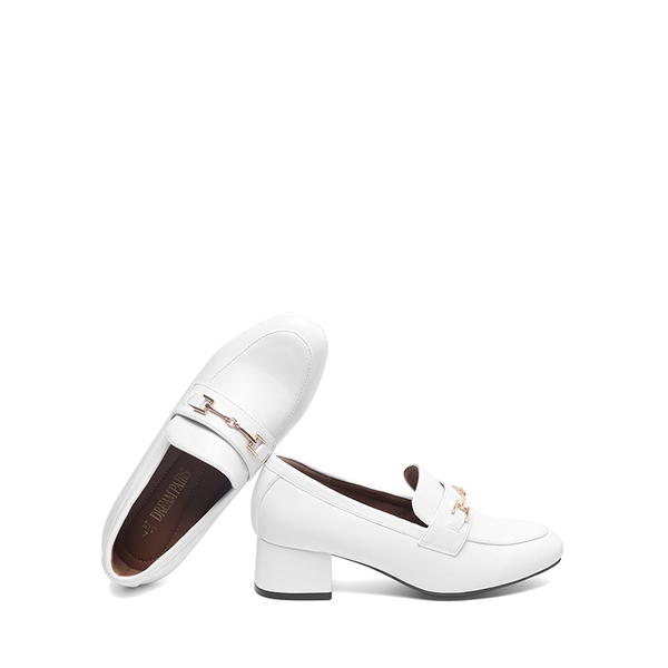 Horse Bit Detail Chunky Loafers - WHITE - 2
