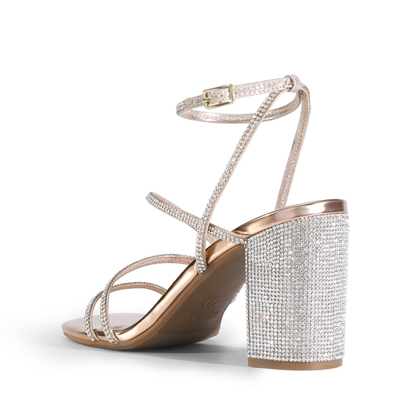 Rose gold chunky heel sandals outlet