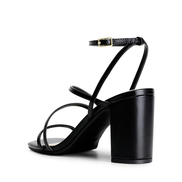 Strappy Chunky Heel Sandals - BLACK - 2