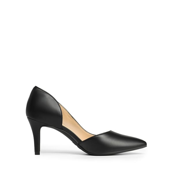 Pointed Toe Stiletto D'Orsay Pumps - BLACK-PU - 1