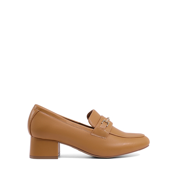 Horse Bit Detail Chunky Loafers - TAN - 1