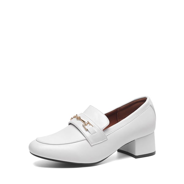Horse Bit Detail Chunky Loafers - WHITE -  0