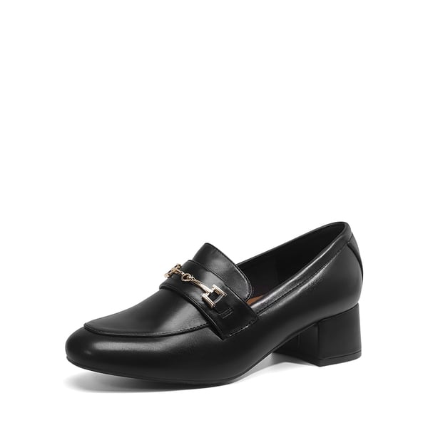 Horse Bit Detail Chunky Loafers - BLACK -  0