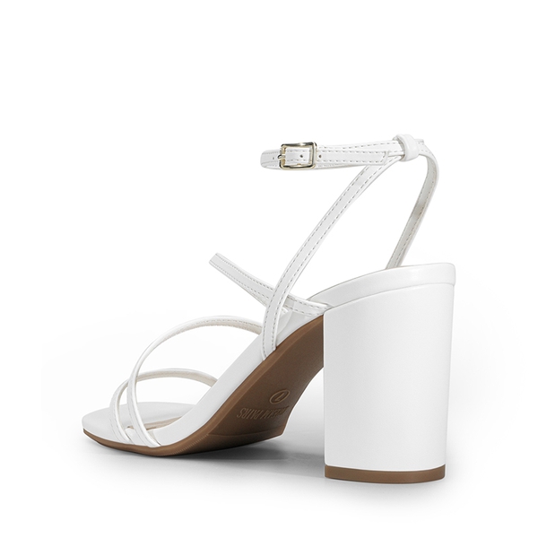 Strappy Chunky Heel Sandals - WHITE - 2
