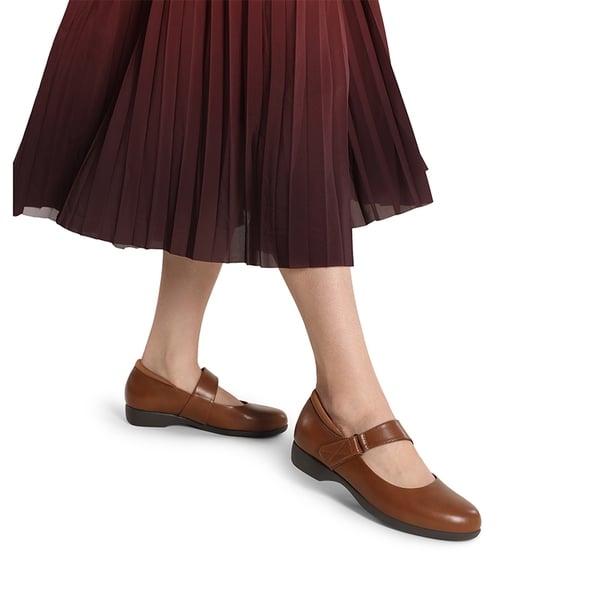 Mary Jane Non-Slip Comfortable Flats - BROWN - 4
