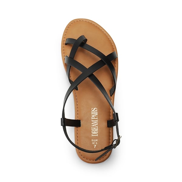 Strappy Thong Flat Sandals - BLACK - 2