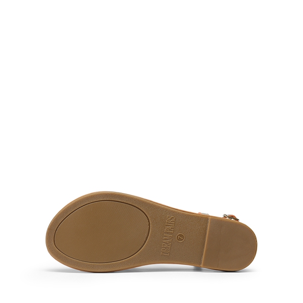 Strappy Thong Flat Sandals - GOLD - 3