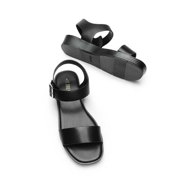 Single Strap Flatform Sandals  - BLACK - 5
