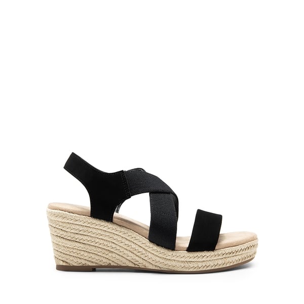 Elastic Ankle Strap Espadrille Wedge Sandals - BLACK-NUBUCK - 3
