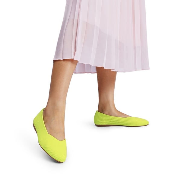 Almond Toe Arch Support Flats - LEMON GREEN - 1