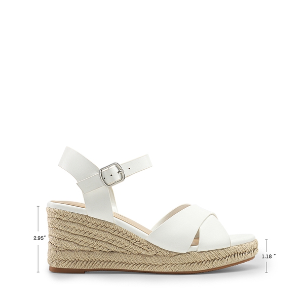 Espadrille Criss Cross Wedge Sandals - WHITE-PU - 3
