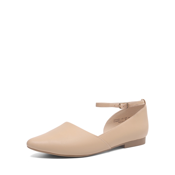 Ankle-Strap Pointed Toe D'Orsay Flats - NUDE -  0
