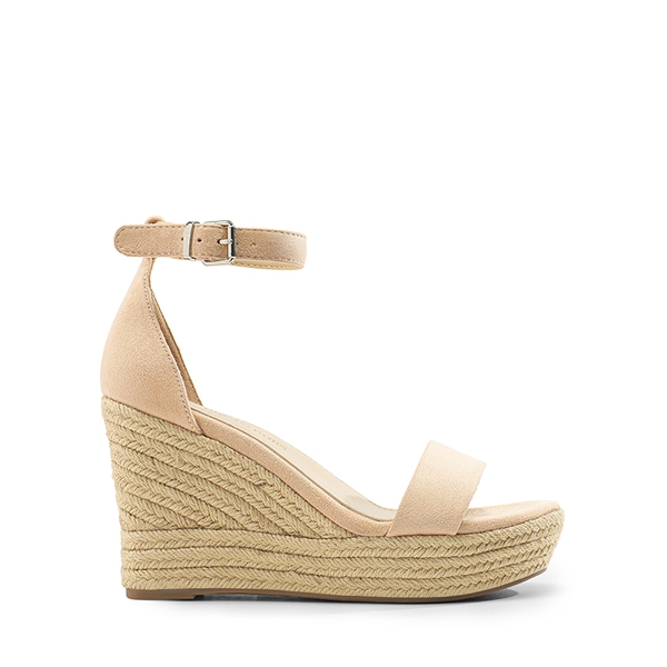 Platform One Strap Espadrille Wedge Sandals - NUDE - 3
