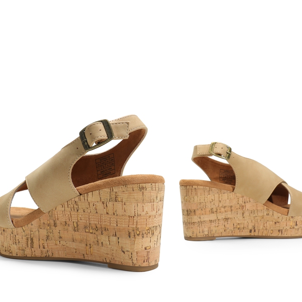 Casual Platform Criss-Cross Wedge Sandals - KHAKI-NUBUCK - 7