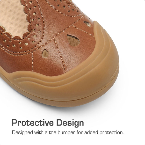 Girls' Mary Jane T-Strap School Flats - BROWN - 4