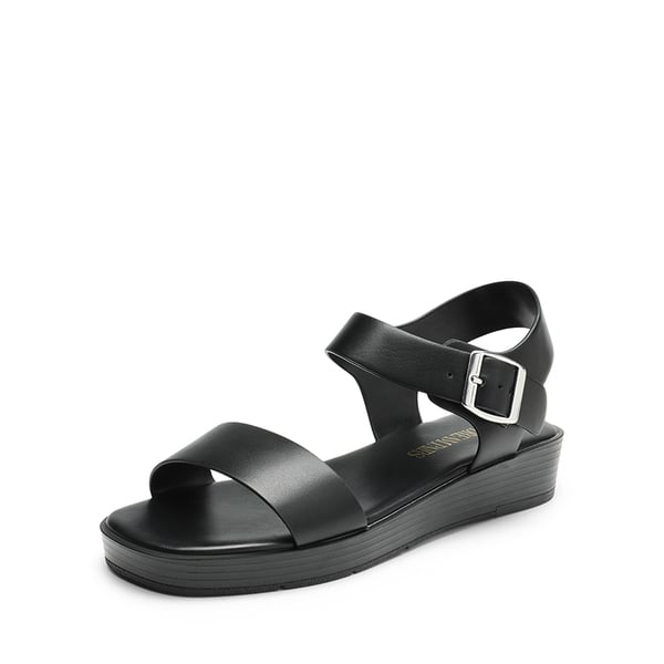 Single Strap Flatform Sandals  - BLACK -  0