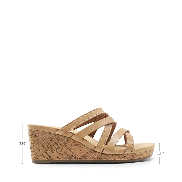 Velvety Layer Strappy Wedge Sandals - NUDE - 3