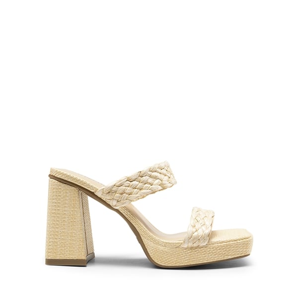 Two Braided Strap Platform Heels - NUDE-WOVEN - 1