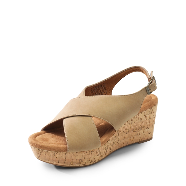 Casual Platform Criss-Cross Wedge Sandals - KHAKI-NUBUCK -  0