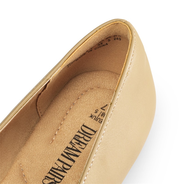 Comfortable Pointed Toe Slip On Loafers - NUDE-PU - 4