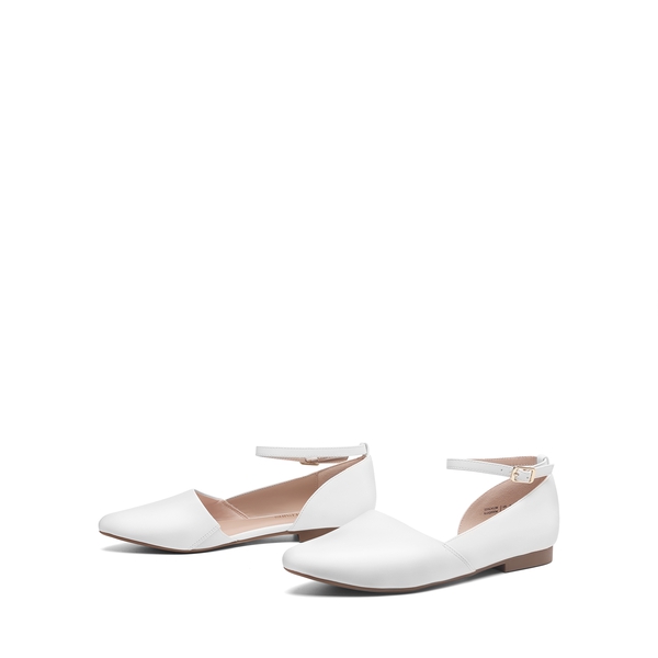 Ankle-Strap Pointed Toe D'Orsay Flats - WHITE - 2