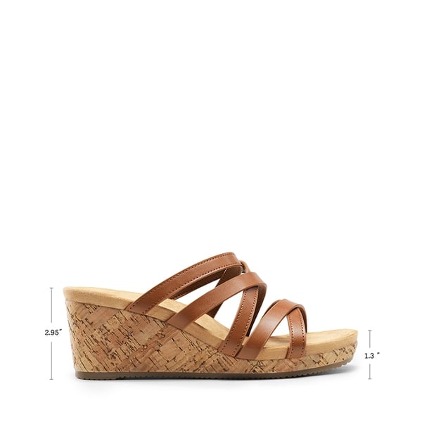 Velvety Layer Strappy Wedge Sandals - BROWN - 3