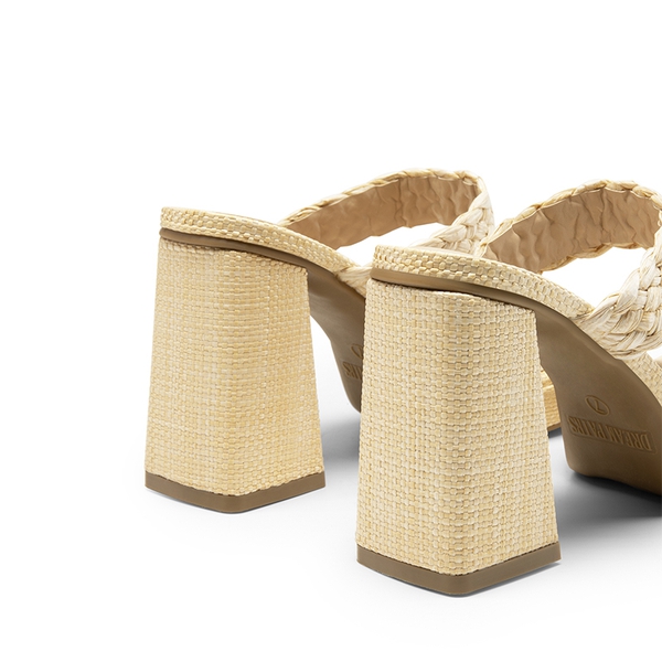 Two Braided Strap Platform Heels - NUDE-WOVEN - 4