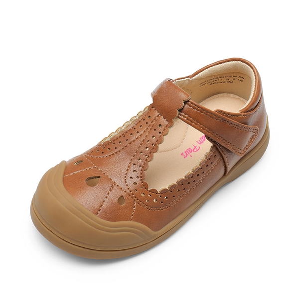 Girls' Mary Jane T-Strap School Flats - BROWN -  0