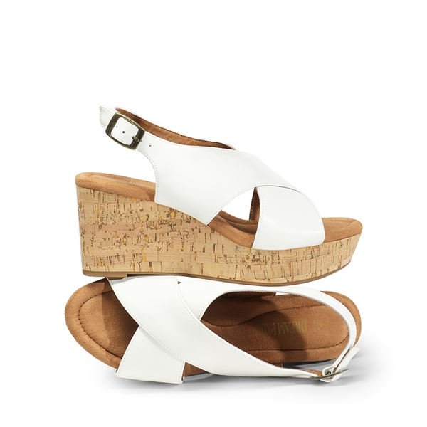 Casual Platform Criss-Cross Wedge Sandals - WHITE-PU - 7