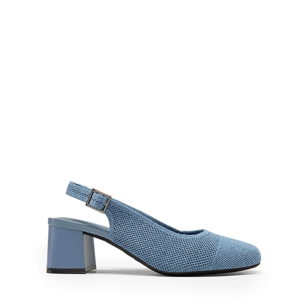 Slingback Knitted Square Toe Pumps - DENIM BLUE - 2
