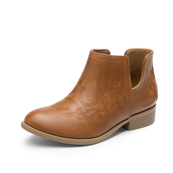 Kids Embroidery Cowgirl Boots - BROWN -  0